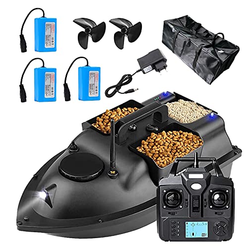 FGHFD Barco Cebador Carpfishing, Barco de Cebo de Pesca con 500 M de Control Remoto y Sistema de Posicionamiento GPS, Barco Teledirigido de Pesca para Estanques y Lagos, Negro