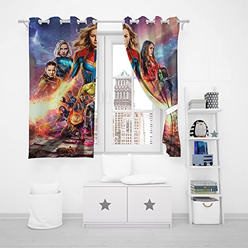 Fgolphd Juego de 2 cortinas opacas de los Vengadores de Marvel Avengers Capitán América Iron Man con ojales para habitación infantil y dormitorio (100 x 140 x 23 cm)