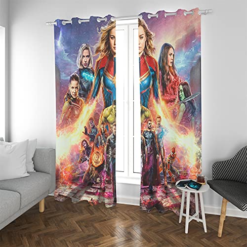 Fgolphd Juego de 2 cortinas opacas de los Vengadores de Marvel Avengers Capitán América Iron Man con ojales para habitación infantil y dormitorio (100 x 140 x 23 cm)