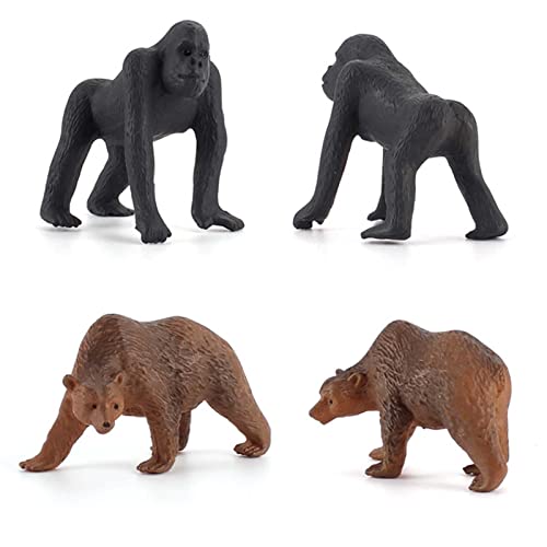 Figuras de animales del bosque, 12 piezas de animales realistas del bosque con jirafa, hipopótamo, elefante, rinoceronte, león, orangután, tigre, mini figuras de animales de juguete para niños decor