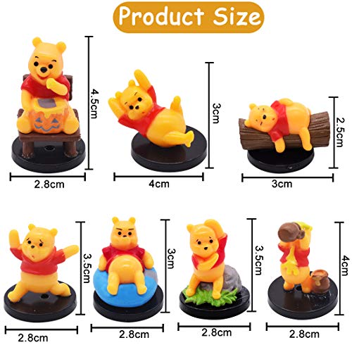 Figuras de Winnie the Pooh - Miotlsy Decoración de Juguetes para Tartas, Mini Juego de Figuras Niños Toys Decoración de Pastel de Cumpleaños Caricatura Figura Regalo Suministros 7 Piezas