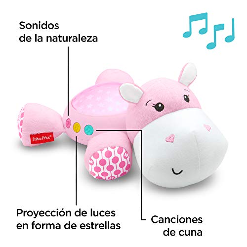 Fisher-Price - Hipopótamo dulces sueños rosa, juguete de cuna bebé (Mattel FGG89)