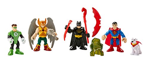 Fisher-Price Imaginext DC Comics Super Friends - Juego de Figuras de superhéroes (Batman, Superman, Hombre Halcón, Linterna Verde y Krypto, el superperro)