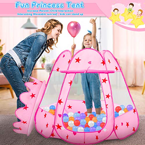 Fivejoy Tienda de Princesa, Princesa Interior Tiendas, Castillo Princesas, Juego de Castillo Princesa para Niñas con Support de PVC, 2 Modos de Luces de Estrellas, Carpa Princesa Castillo