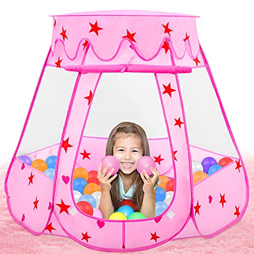 Fivejoy Tienda de Princesa, Princesa Interior Tiendas, Castillo Princesas, Juego de Castillo Princesa para Niñas con Support de PVC, 2 Modos de Luces de Estrellas, Carpa Princesa Castillo