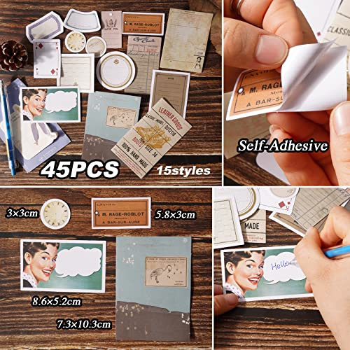 FLOFIA 90pcs Pegatinas Vintage Retro Stickers Pegatinas Scrapbooking Pegatinas Álbumes de Recortes Manualidades Bullet Journal Calendarios Tarjetas Sobres Regalos DIY, Estilos Mixtos Kit Accesorios