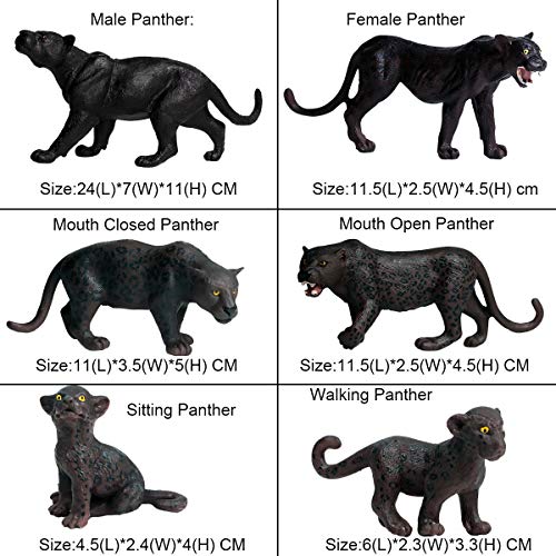 FLORMOON 6 Piezas de Figuras de Animales de la Familia Panther Realistic Juguete Pantera Animal Figure Early Educational Toys Science Project Christmas Birthday Gift for Kids