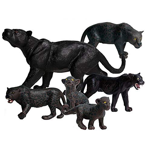 FLORMOON 6 Piezas de Figuras de Animales de la Familia Panther Realistic Juguete Pantera Animal Figure Early Educational Toys Science Project Christmas Birthday Gift for Kids