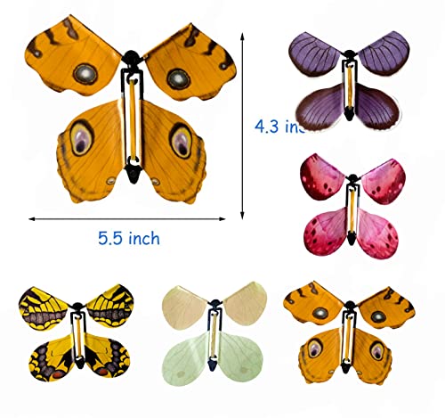 Flying Butterfly Toy, 30 unidades Magic Butterfly Card Wind Up Butterfly Toy de doble cara de colores claros, tarjetas de regalo para bodas, fiestas de cumpleaños