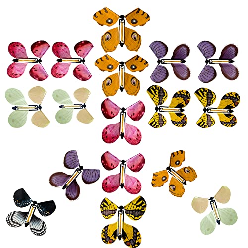 Flying Butterfly Toy, 30 unidades Magic Butterfly Card Wind Up Butterfly Toy de doble cara de colores claros, tarjetas de regalo para bodas, fiestas de cumpleaños