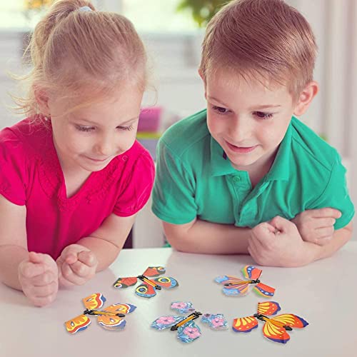 Flying Butterfly Toy, 30 unidades Magic Butterfly Card Wind Up Butterfly Toy de doble cara de colores claros, tarjetas de regalo para bodas, fiestas de cumpleaños