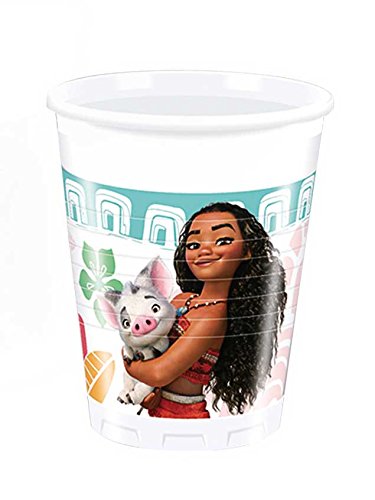 Folat B.V. Disney 49767 Moana Vasos Decoración Plástico, 200 ml, Pack de 8