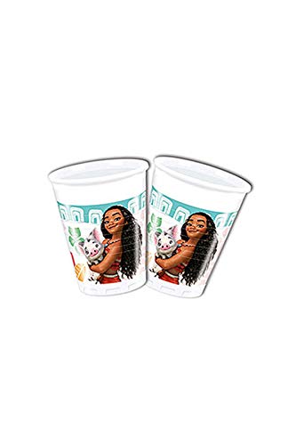 Folat B.V. Disney 49767 Moana Vasos Decoración Plástico, 200 ml, Pack de 8