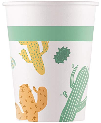 Folat - Tazas Papel Compostable Cactus 200ml - 8 piezas