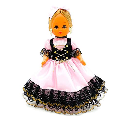 Folk Artesanía Muñeca Regional colección 35 cm Vestido típico Piconera o Goyesca Cádiz Madrid España, Nueva y Original. (Rosa)