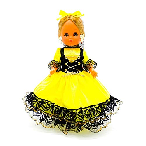 Folk Artesanía Muñeca Regional colección 35 cm Vestido típico Piconera o Goyesca Cádiz Madrid España, Nueva y Original. (Rosa)