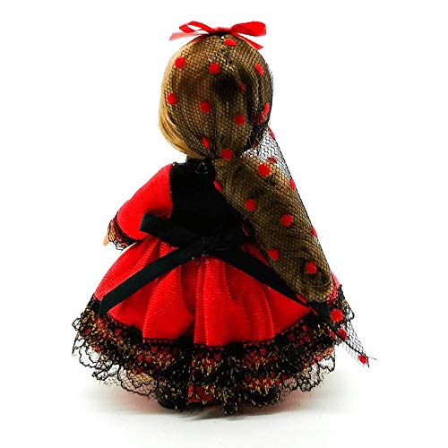 Folk Artesanía Muñeca Regional colección de 15 cm con Vestido típico Piconera Goyesca Madrid Cádiz España.