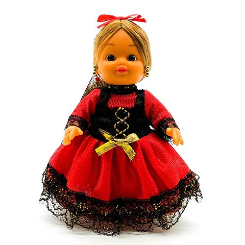 Folk Artesanía Muñeca Regional colección de 15 cm con Vestido típico Piconera Goyesca Madrid Cádiz España.