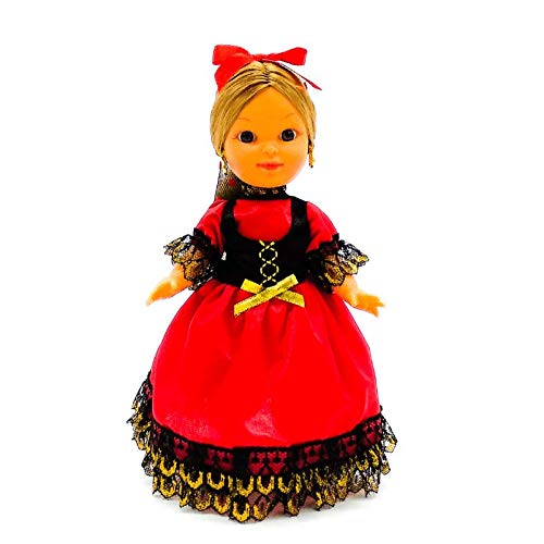 Folk Artesanía Muñeca Regional colección de 25 cm Vestido típico Piconera o Goyesca Madrid Cádiz España. (Azul)