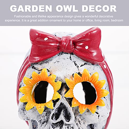 FOMIYES 2 estatuas de calavera de Halloween de resina de girasol cráneo estatua esqueleto calavera figura Halloween Prop para decoraciones del hogar