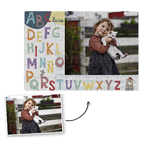 Fotoprix Puzzle Educativo Personalizado con la Foto del niño o de la niña | 5 Modelos Diferentes para coleccionar | Puzzle Infantil de 40 Piezas Grandes | Abecedario (Castellano)