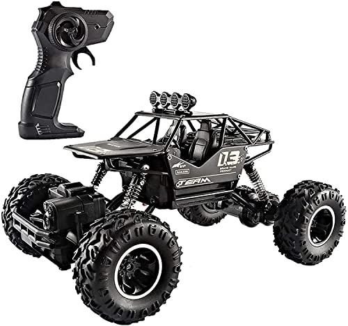 Four Wheel Drive RC Cars 4WD Large Foot Alloy Off-Road Vehicle Truck 2.4Ghz High Speed Radio Remote Control Fast Racing Buggy Hobby Car for Children Boys Adults Best Gifts (1 Battery)