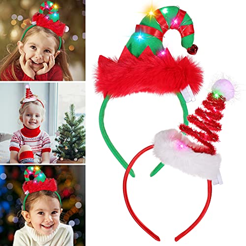 FRCOLOR 2 diademas de Navidad con árbol de Navidad, LED, con campanas para disfraz de Papá Noel