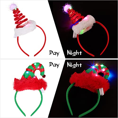 FRCOLOR 2 diademas de Navidad con árbol de Navidad, LED, con campanas para disfraz de Papá Noel