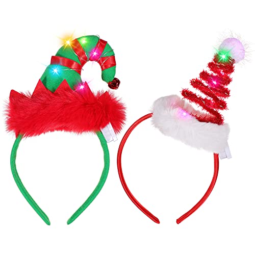 FRCOLOR 2 diademas de Navidad con árbol de Navidad, LED, con campanas para disfraz de Papá Noel