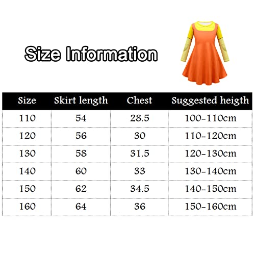 FRIKE Disfraz De Cosplay Vestidos para Niñas Máscara Traje De Manga Larga Vestidos De Muñeca Ropa De Halloween Accesorios Disfraces Vestidos(Size:160cm)