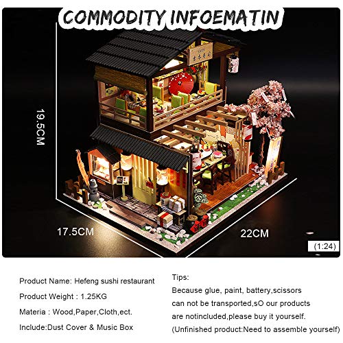 Fsolis Miniatura de la casa de muñecas con Muebles, Equipo de casa de muñecas de Madera 3D, más Resistente al Polvo y el Movimiento de música Regalo Creativo M2011