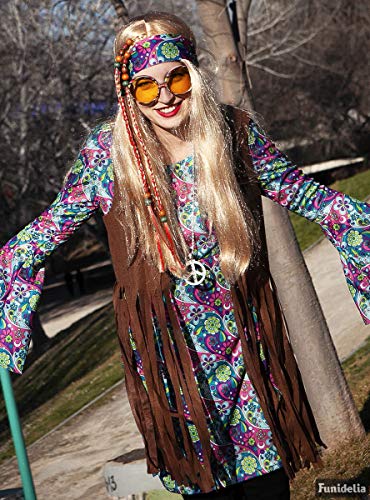 Funidelia | Disfraz de Hippie para Mujer Talla 3XL ▶ Años 60, Hippie, Flower Power, Décadas - Color: Multicolor - Divertidos Disfraces y complementos para Carnaval y Halloween