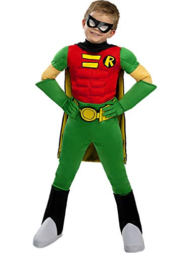 Funidelia | Disfraz de Robin Oficial para niño Talla 7-9 años ▶ Chico Maravilla, Superhéroes, DC Comics - Color: Verde - Licencia: 100% Oficial - Divertidos Disfraces y complementos