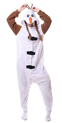 FunnyCos Pijama unisex de animales para adultos, disfraz de cosplay con capucha, para descansar, Olaf, S