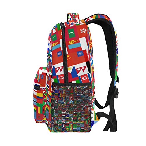 Funnyy - Mochila de Viaje con Bandera del Mundo político, Mochila de Viaje para la Escuela, Bolsa de Libro, Mochila para niños, niñas, niños, Hombres y Mujeres