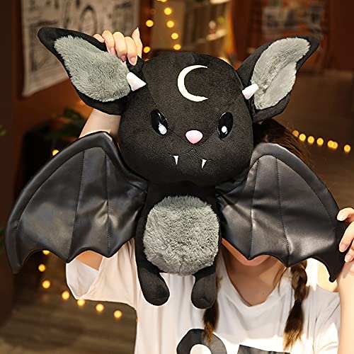 FUYERLI Juguete De Peluche De Murciélago Gótico Vampiro De Halloween Muñeco De Peluche Suave Murciélago De Peluche Patrón De Murciélago De Peluche De Juguete con Alas Grandes