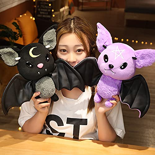 FUYERLI Juguete De Peluche De Murciélago Gótico Vampiro De Halloween Muñeco De Peluche Suave Murciélago De Peluche Patrón De Murciélago De Peluche De Juguete con Alas Grandes