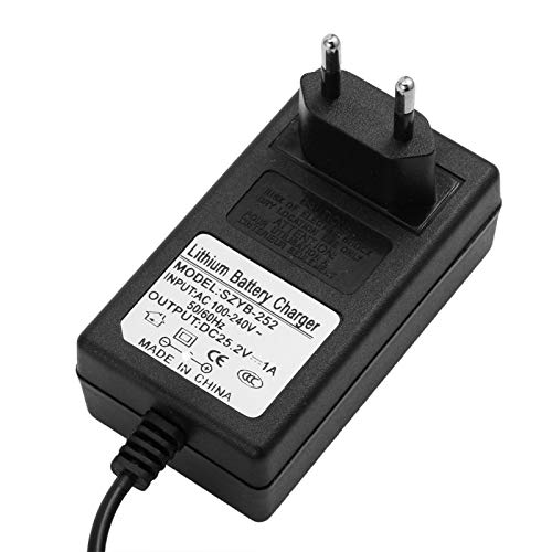 Gaeirt Adaptador de Corriente de 25,2 V 1 A, Adaptador de Corriente de Batería Adaptador de Corriente de Voltaje Amplio de 110-240 V para Faros Delanteros, Coches de Juguete, Coches de Equilibrio(EU)