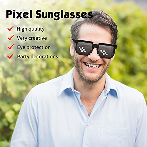 Gafas de Mosaico de Píxeles de 8 bits Gafas de Sol Unisex de Protección UV para Jugador Gafas de Moda de Vida de Gamberro para Hombres Mujeres Niños Foto Props (5,8 x 5,9 x 1,18 Pulgadas)