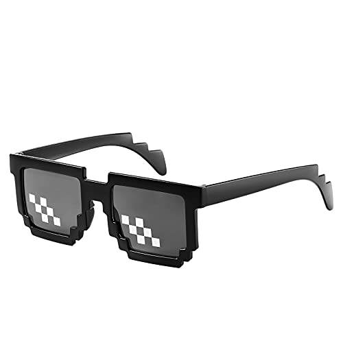 Gafas de Mosaico de Píxeles de 8 bits Gafas de Sol Unisex de Protección UV para Jugador Gafas de Moda de Vida de Gamberro para Hombres Mujeres Niños Foto Props (5,8 x 5,9 x 1,18 Pulgadas)