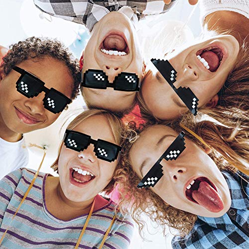 Gafas de Sol Thug Life,3 Pack Gafas Pixeladas Gafas de Mosaico Gafas de Sol MLG 8 Bit Style Gafas para hombres Mujeres Niños Niños Decoración de Fiesta Negro