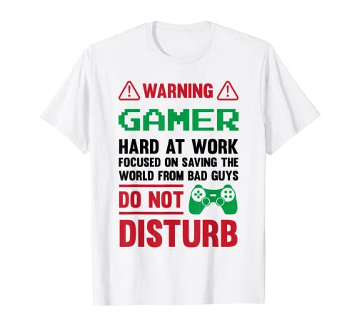 Gamer de advertencia de juegos duro en el trabajo para el jugador de videojuegos Camiseta