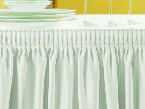 Gastro Uzal Skirting Excellent - Faldón Plisado para Mesa (520 x 73 cm, 170 x 80 cm, diámetro de 160 cm, con Cinta de Velcro en la Parte Posterior), Color Blanco