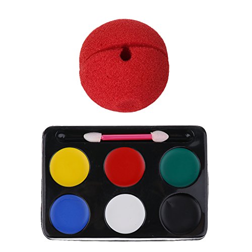 gen¨¦rico Nariz de Payaso con Paleta de Pinturas de Cara 6 Colores Disfraces Artísticos Maquillaje Efectos Especiales