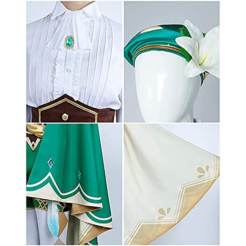 Genshin Impact Venti Disfraz de cosplay, personaje del juego Venti Outfits Conjunto de vestido de uniforme con pelucas Sombrero Juego de rol de anime Disfraz de fiesta Conjunto para adultos Halloween