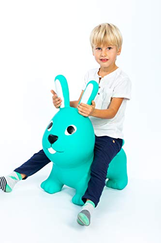 GERARDO'S Conejo inflable de la tolva de animales para niños a partir de 12 meses ,conejito de la tolva del espacio inflable para niños a partir de 12 meses, color verde marino