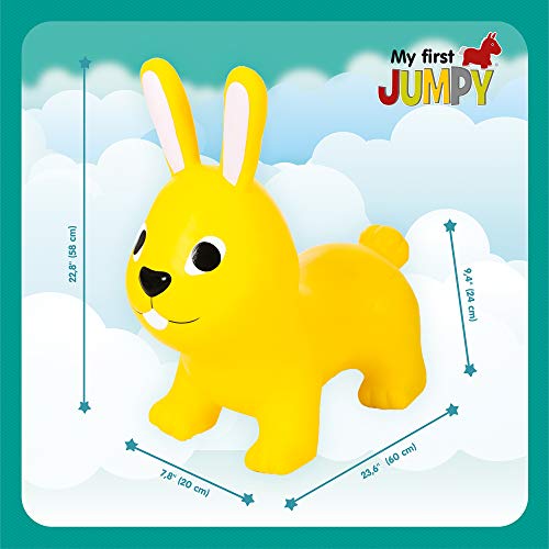 GERARDO'S Conejo inflable de la tolva de animales para niños a partir de 12 meses, conejito de la tolva del espacio inflable para niños a partir de 12 meses, conejo de la tolva del bebé,color amarillo