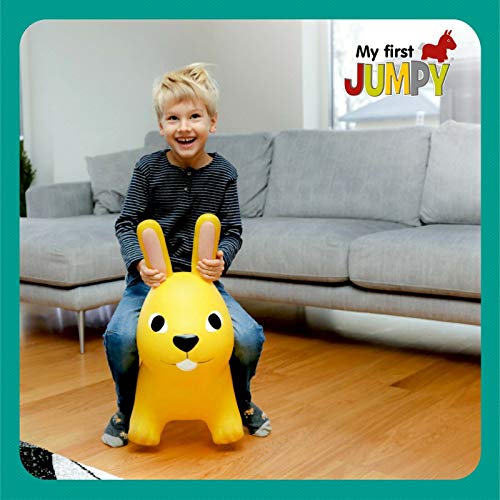 GERARDO'S Conejo inflable de la tolva de animales para niños a partir de 12 meses, conejito de la tolva del espacio inflable para niños a partir de 12 meses, conejo de la tolva del bebé,color amarillo