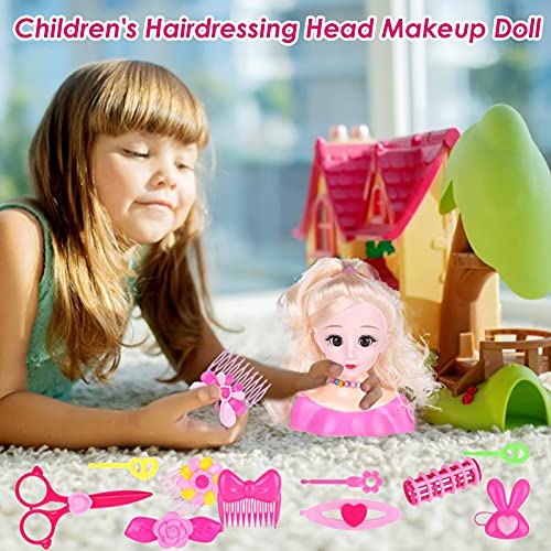 Gidenfly Maquillaje Peluquería Muñeca Styling Cabeza Juguetes 25pcs Niños Juego de Roll Set de Peluquería Muñeca Maquillaje Modelo Juguetes Maquillaje Juego de Juego