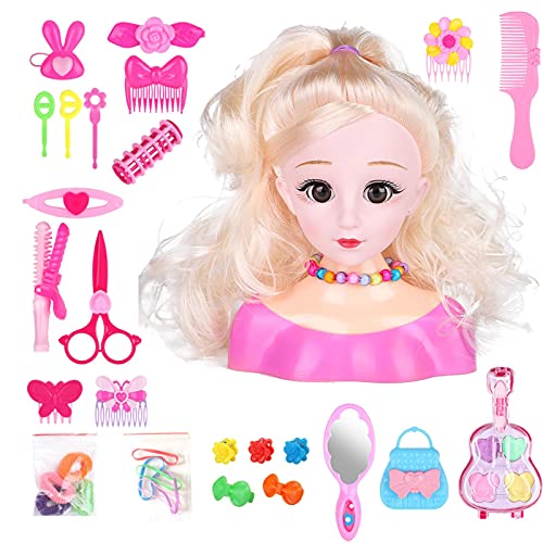 Gidenfly Maquillaje Peluquería Muñeca Styling Cabeza Juguetes 25pcs Niños Juego de Roll Set de Peluquería Muñeca Maquillaje Modelo Juguetes Maquillaje Juego de Juego